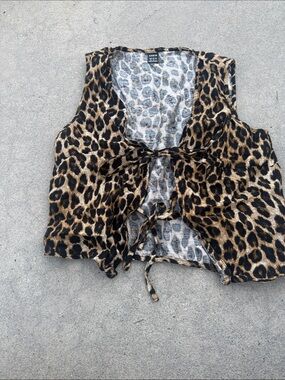 SHEIN Leopard Print Tie-Front Camisole - Brown/Black